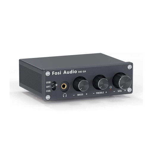 Fosi Audio Q4 Headphone Amplifier Mini Stereo Gaming DAC 24-Bit 192 KHz USB Optical Coaxial to RCA AUX Digital-to-Analog Audio Converter Adapter for Home Desktop Powered Active Speakers( upto 200 Ohm)